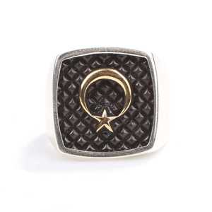Anillo de Plata de Ley 925 para Hombre con Luna Creciente y Estrella en Relieve, Regalo Religioso Islámico - Product Image 5