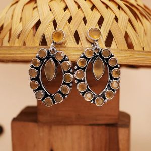 ต่างหูเงินออกซิไดซ์ทรงหยดน้ำแบบฝังขอบ |   ของขวัญเครื่องประดับโบโฮสไตล์วินเทจสำหรับผู้หญิง - Product Image 5