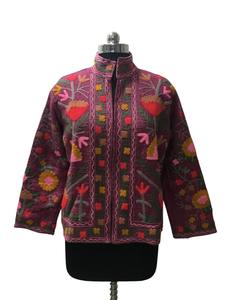 Veste en coton brodé Suzani multicolore faite à la main pour femmes Boho Chic Floral Design respirant Artisan artisanal traditionnel - Product Image 3