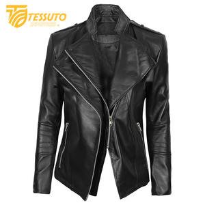 Chaqueta de Cuero Genuino para Mujer, Estilo Racing, Transpirable, de Alta Calidad, MOQ Bajo, Elegante, para Invierno - Product Image 4