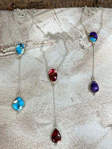 สร้อยคอหินหลายชิ้นทำด้วยมือเงินสเตอร์ลิงพร้อมอัญมณีธรรมชาติที่เป็นเอกลักษณ์ของขวัญเครื่องประดับสำหรับผู้หญิงและเด็กผู้หญิง - Product Image 2