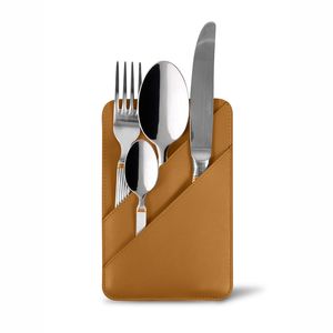 Porta Cubiertos Plegable de Cuero Genuino Clásico y Duradero, Ecológico, de Lujo para Restaurante, Organizador de Cubiertos Hecho a Mano LCH-0079 - Product Image 2