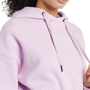 Jersey sólido personalizado para mujer, Top corto con capucha, forro polar de algodón y poliéster transpirable con logotipo frontal, manga larga para invierno - Product Image 5