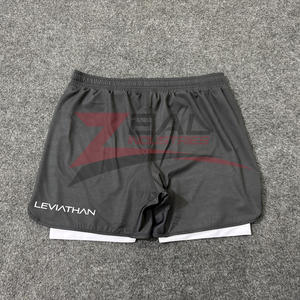 Pantalones cortos híbridos MMA Grappling BJJ de doble capa 2 en 1 Microstretch Sportswear Logotipos personalizados Sublimación impresa de Pakistán - Product Image 2