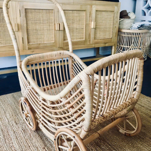 Poupée en rotin personnalisée faite à la main landau en osier jouet de landau pour les filles décor de pépinière et semblant de jouer ensemble - Product Image 6