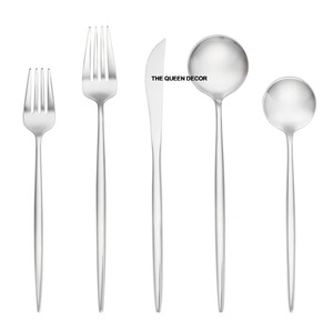 Juegos de Metal de acero inoxidable para restaurante personalizado de 5 cubiertos pulidos brillantes artículos de cena para el hogar de lujo buena venta - Product Image 1