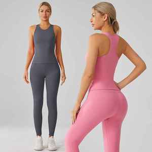 Ensemble de vêtements de sport deux pièces pour femmes débardeur et legging pour le fitness vêtements d'entraînement personnalisés OEM pour femmes Yoga Se - Product Image 5