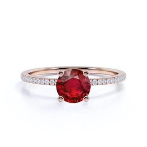 Bague de fiançailles solitaire en argent sterling 1.15 avec rubis créé en laboratoire de 925 carats en or blanc - Product Image 2