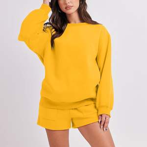 Conjunto corto Casual Cuello redondo Conjuntos de sudadera de alta calidad y conjunto de pantalones cortos para mujer - Product Image 2