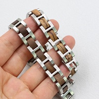 Bracelet en bois naturel et acier inoxydable, véritable bois de rose, noyer, bois de santal noir pour hommes