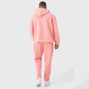 เสื้อมีฮู้ดซิปซับในผ้าฝ้ายผ้าฟลีซโอเวอร์ไซส์พิมพ์ลายพื้นสำหรับผู้ชายคุณภาพสูง - Product Image 3