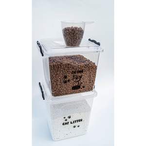 <b>Cat</b> and Dog Dry <b>Food</b> Storage <b>Container</b> Set Plastic Litter Box - Product Image 1