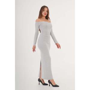 Robe décontractée grise avec détail taille froncée – Produit en gros - Product Image 4