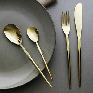 Elegante juego de cubiertos de uso diario Elegante colección de cubiertos de metal chapado en oro Espejo pulido Sin BPA para una experiencia gastronómica elegante - Product Image 6