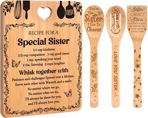 Juego de Tablas de Cortar de Bambú para el Día de la Madre con Espátula, Utensilios de Cocina, Regalo para las Fiestas, Juego de Tablas de Cortar en Forma de Corazón - Product Image 1