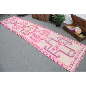 Turkish <b>Runner</b> <b>Rug</b> 2.8x12.1 ft, Vintage Herki Pink Ombr Wool <b>Rug</b> - Product Image 4