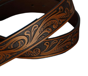 Venta caliente personalizable cinturón de cuero genuino estilo occidental con hebilla de acero tamaños disponibles-venta al por mayor cuero de vaquero - Product Image 3