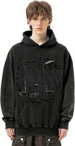 Sweat à capuche pour hommes lavé à l'acide avec logo personnalisé 500gsm French Terry Dtg Printing Streetwear Heavyweight Vintage - Product Image 4