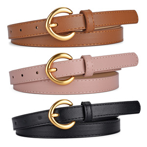 เข็มขัดหนังแท้แฟชั่นใหม่ปี 2025 สำหรับทำงาน ธุรกิจ หัวเข็มขัดทองเดี่ยว สำหรับผู้หญิง - Product Image 2