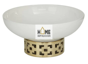 Bols en mélamine de luxe à fleurs blanches et dorées faits à la main de nouveaux bols de fantaisie design modernes - Product Image 4