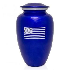 Urna Funeraria de Metal Grabada con la Bandera Estadounidense para Cenizas Humanas de Adultos, de Latón/Aluminio - Product Image 2