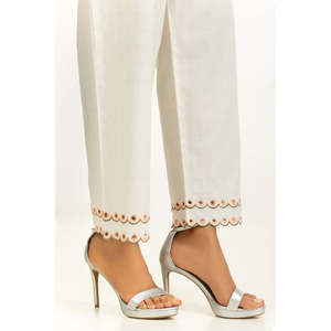 ชุดเซ็ตผู้หญิงสีขาวนวล ปักลายด็อบบี้ สไตล์โบฮีเมียน ชุดสองชิ้น แขนสามส่วน ไซส์ XS ความยาวระดับเข่า สำหรับฤดูใบไม้ผลิ/ฤดูร้อน - Product Image 5