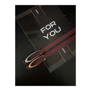 2-Piece Long Buckle Thin Women's Belt, <b>Jacket</b> Belt, Shirt Belt, Dress Belt - Burgundy-<b>Silver</b>-Gold - Product Image 4