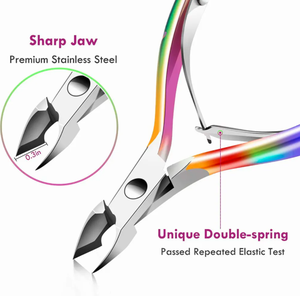 Coupe-cuticules en acier inoxydable multi-couleurs avec ouverture large et lames courbées de 4,4 pouces pour ongles épais - Product Image 6