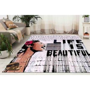 Tapis imprimé - Décoration de couloir, salle de bain, bureau, style Banksy Life Is Beautiful, avec tapis moelleux à poils longs - Product Image 3