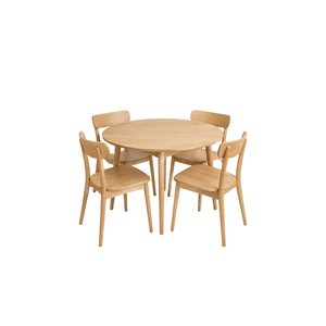 ARTERRA Premium Teak Wood <b>Round</b> <b>Dining</b> <b>Table</b> <b>Set</b> Modern Minimalist <b>Dining</b> <b>Table</b> with Chairs <b>for</b> Home Cafe - Product Image 1