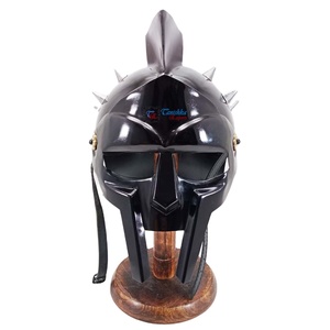 Casco de Gladiador Maximus Decimus Meridian de la Película Maximus Gladiator 300, Casco Griego Antiguo Hecho de Metal con Soporte de Madera - Product Image 3
