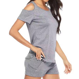 Top Selling Wholesale <b>Women's</b> Cropped <b>Short</b> Twin <b>Set</b> High Quality 100% Cotton Two Piece <b>Shorts</b> <b>Set</b> - Product Image 3