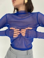 Neues, individuell gestaltbares, koreanisches, gewaschenes, Anti-Pilling-Kammgarn-Oberteil mit Leopardenmuster, transparentes Netzstoff-Langarmshirt, weich und dehnbar