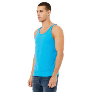 Side Seamed Retail Fit 100% Airlume Combed and Ring Spun Cotton 32 Single 4.2 oz Neon Blue Unisex Jersey Tank - Product Image 2