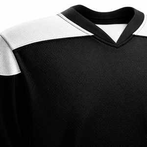 Uniforme de hockey sobre hielo personalizado, conjunto de camiseta y pantalones cortos sublimados en blanco y negro, ropa de equipo para adultos, fabricante OEM ODM - Product Image 6