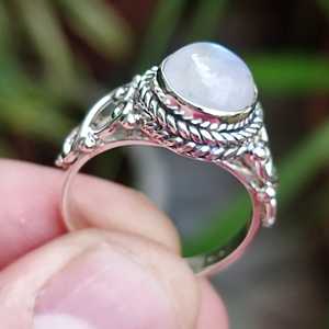 925 Sterling Silver Boho Statement Ring Rainbow Moonstone Turquoise Handmade June Birthstone Jewelry Perfect Gift for Her - Product Image 4