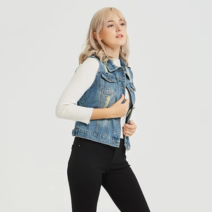 Veste sans manches à séchage rapide, nouveau design tendance, unisexe, hommes femmes, veste en jean de cow-boy, veste en jean à capuche pour femmes - Product Image 3
