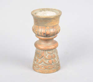 Soporte de vela de madera de mango hecho a mano con forma personalizada pequeño color natural bajo MOQ venta directa de fábrica para ocasiones navideñas - Product Image 1