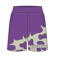 Conjunto Deportivo Personalizado con Estampado Sólido y Transpirable, Sudadera con Capucha, Pantalones Cortos, Gorro, Morado y Verde, Ropa Urbana con Pedrería, Logotipo de tu Marca OEM