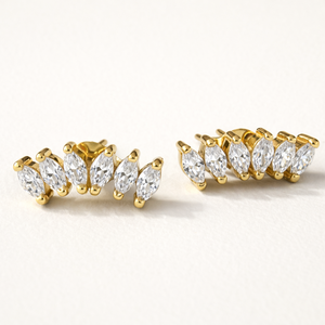 Crystal <b>Earrings</b>-<b>Climber</b> Diamond Studs - Product Image 5