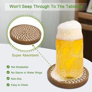 Royal Breaded Cotton Rope and Wooden <b>Table</b> <b>coaster</b> Hotel Restaurant <b>Table</b> Decorative Beaded <b>Coaster</b> and Gifted Use Item - Product Image 5