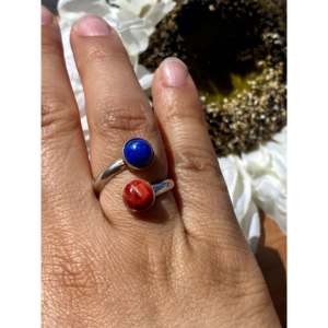 Lapis & Spiny Oyster Sterling Silver <b>Adjustable</b> <b>Ring</b> Size 7 by Dorothy Yazzie - Product Image 2