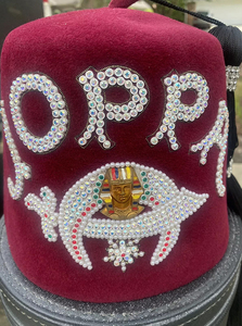 Fez en feutre de laine marron vintage orné de bijoux, avec des épingles sur le pompon, pour les francs-maçons, chapeau maçonnique de haute qualité, personnalisé, meilleure vente - Product Image 5