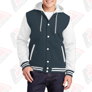 Veste universitaire élégante et chaude pour hommes avec capuche 100% coton polaire brodé Technics imprimé numérique teint uni pour l'hiver - Product Image 1