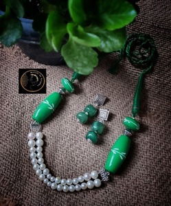 Bijoux de couleur verte Bracelets de perles de résine multi pour utilisation en cadeau Disponible au meilleur prix Tule Net Chemical Lace Indian - Product Image 6