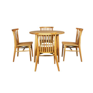 Juego de Comedor con Sillas y Mesa de Madera de Teca Sólida con Acabado Natural para Cafetería, Restaurante y Muebles de Comedor - Product Image 6