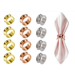 Vente en gros de ronds de serviette martelés lot de 6 boucles de serviette en métal à bord perlé élégants ronds de serviette en acier inoxydable plaqué or - Product Image 3