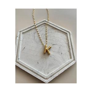 N lettera lettera convessa collana acciaio schiacciata catena palloncino lettera collana oro - Product Image 6