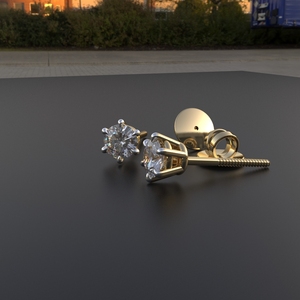 Avarta Jewellery 92.5 Sterling <b>Silver</b> 25 Cents Solitaire Unisex Stud <b>Earrings</b> With Gold Polish and Screw <b>Back</b> - Product Image 4