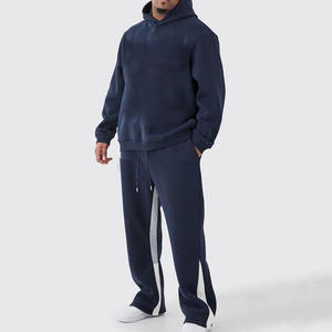 Wholesale Custom High Quality 100% Cotton Fashion <b>Men's</b> Heavyweight Oversized Contrast Panel Hooded Tracksuit for <b>men</b> - Product Image 4